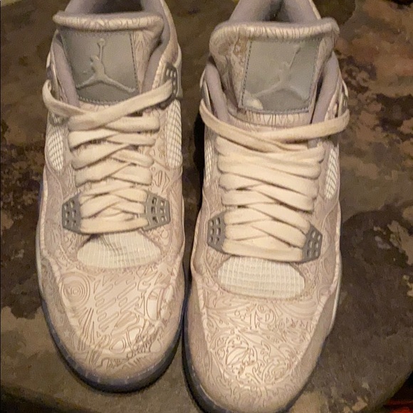 Nike Jordan retro 4 white with henna print - Picture 4 of 8